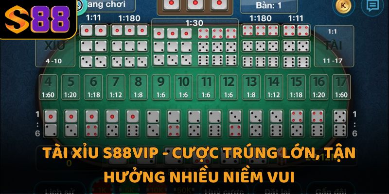 Tài Xỉu S88VIP - Cược trúng lớn, tận hưởng nhiều niềm vui